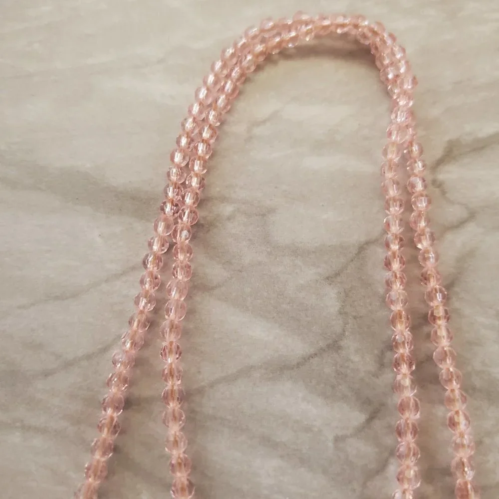 💕 J.Crew Light Pink Bright Beaded Strand Thread Tassel Pendant Necklace 💕